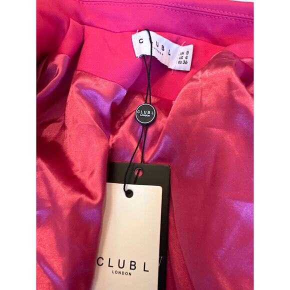 Club L London bubble gum pink one button crop boxy blazer size 4 - Picture 6 of 16